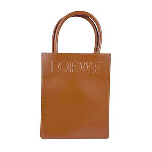 LOEWE Tote Handbag Crossbody Shoulder Bag Brown Gold Leather